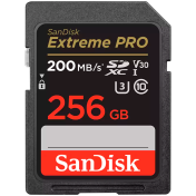 SanDisk Extreme PRO 256GB SDXC Memory Card + 2 years RescuePRO Deluxe up to 200MB/s & 140MB/s Read/Write speeds, UHS-I, Class 10, U3, V30, EAN: 619659188658