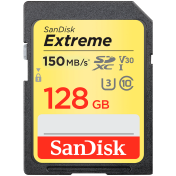 SanDisk Extreme 128GB SDXC Memory Card + 1 year RescuePRO Deluxe up to 180MB/s & 90MB/s Read/Write speeds, UHS-I, Class 10, U3, V30