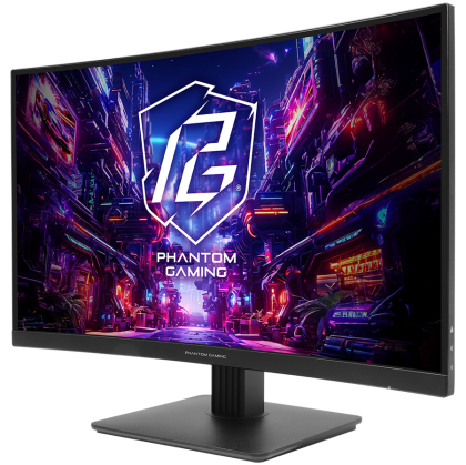 Asrock Curved Gaming Monitor, 27" QHD(2560x1440) VA, Anti-Glare, 180 Hz, 132% sRGB, 5000:1, 16:9, 300 cd/m², 178º/178º, 1ms (MPRT), AMD FreeSync, Flicker-free, Tilt, VESA, 2x 2W Speakers, 2x HDMI 2.0, 1x DP 1.4, 1x Audio Jack (3.5mm), 3Y