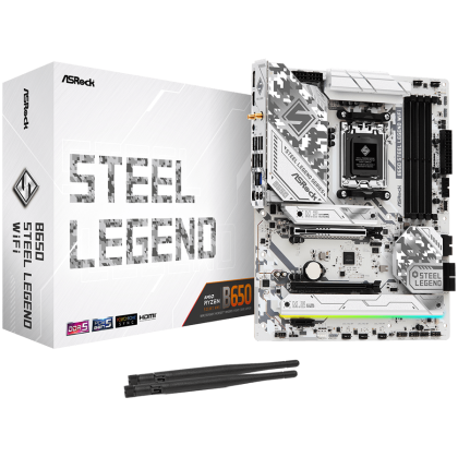 ASROCK MB Desktop B650 Steel Legend, AM5, 4x DDR5, 1x PCIe 5.0 x16, 1x PCIe 3.0 x16, 1x PCIe 4.0 x1  1x Blazing M.2(PCIe Gen5x4), 2x Hyper M.2(PCIe Gen4x4), 2x SATA3 6.0 Gb/s, 1x HDMI, 1x DP, 2.5G LAN, 802.11ax Wi-Fi 6E + BT