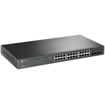 TP-Link SG2428P Omada 28-Port Gigabit Smart Switch with 24-Port PoE+, 24× Gigabit 802.3af/at PoE+ ports and 4× Gigabit SFP slots, 250 W total PoE budget, Omada app, Static Routing, VLAN, ACL, QoS, IGMP Snooping, Zero-Touch Provisioning