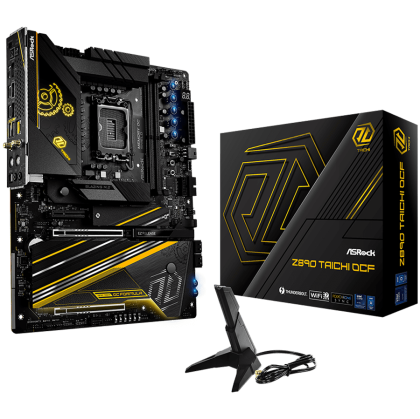 ASROCK MB Desktop Z890 Taichi OCF, S1851, 2x DDR5, 2x PCIe 5.0 x16, 1x PCIe 4.0 x4, 1x Blazing M.2, 5x Hyper M.2, 4x SATA3, 4x USB-C, 9x USB 3.2, 3x USB 2.0, 1x RJ-45 5GB Lan, 802.11ax Wi-Fi 7 + Bluetooth 5.4, 1x SPDIF, ATX