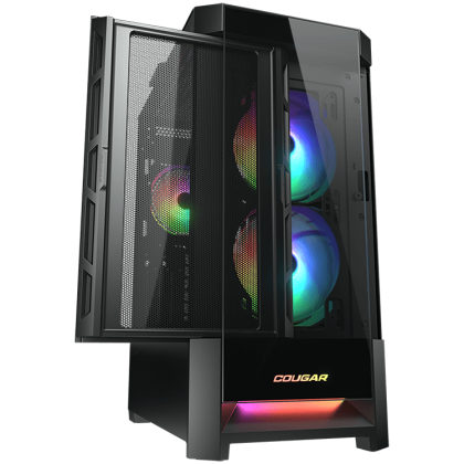 COUGAR | Duoface RGB Black | PC Case | Mid Tower / Airflow Front Panel / 2 x 140mm & 1x 120mm ARGB Fans incl. / TG Left Panel