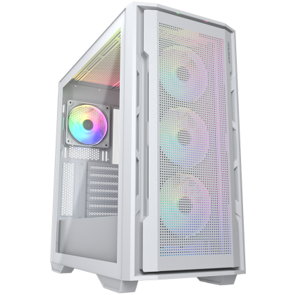 COUGAR | Uniface RGB White | PC Case | Mid Tower / Mesh Front Panel / 4 x 120mm ARGB Fans / TG Left Panel / White