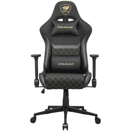 COUGAR Gaming chair Armor One V2 Gold F, Breathable PVC Leather, Classic high-back design, Adjustable Design, 4D Folding Armrests, Recliner system 90°~155°