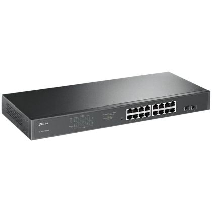 TP-Link TL-SG1218MPE 16-Port Gigabit PoE+ Easy Smart Switch,16 Gigabit PoE+ RJ45 Ports,2 x SFP, 2× combo gigabit SFP slots,802.3at/af,250W PoE Power,1U 19-inch Rack-mountable Steel Case,MTU/Port/Tag-based VLAN,QoS,IGMP Snooping,Web/Utility Management