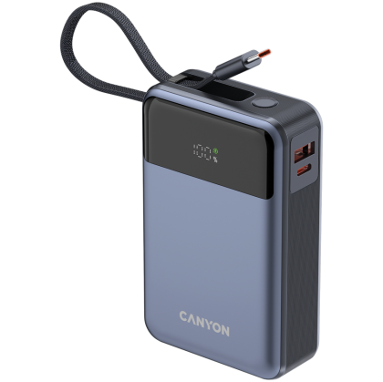 CANYON power bank OnPower 600 built-in cable 20000 mAh PD65W Dark Grey