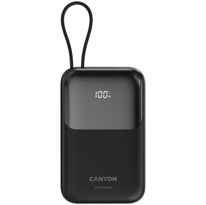 CANYON power bank OnPower 101 built-in cable 10000 mAh PD22.5W Black