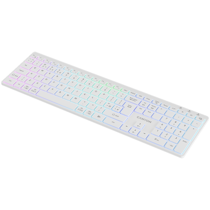 CANYON keyboard HKB-W11 UK/US RGB Dual Mode Wireless White