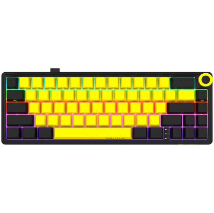 LORGAR KBP70MW, Wireless 65% Mechanical Gaming Keyboard Pro, Black/yellow, EN layout