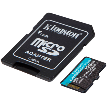 KINGSTON 128GB microSDXC Canvas Go Plus Gen4 200MB/s A2 U3 V30 Card + Adapter