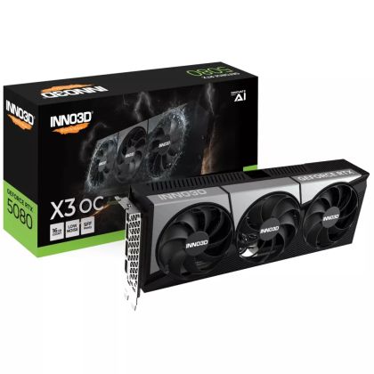 Видео карта Nvidia GF RTX 5080, 16GB, Inno3D X3, OC, PCI-E 5.0, GDDR7, 256-bit, DisplayPort, HDMI