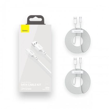 Кабел Baseus Simple Wisdom Data Cable Kit (2бр.) USB to Type-C 5A 1.5m White