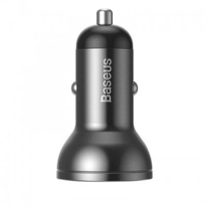 Зарядно за автомобил Baseus Digital Display 2xUSB 4.8A Car Charger 24W + 3-в-1 кабел с microUSB, USB-C и Lightning конектори