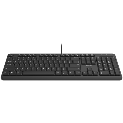 CANYON HKB-20, wired keyboard with Silent switches ,105 keys,black, 1.8 Meters cable length,Size 442*142*17.5mm,460g,BG layout