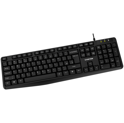 CANYON Wired Keyboard, 104 keys, USB2.0, Black, cable length 1.5m, 443*145*24mm, 0.37kg, Bulgarian