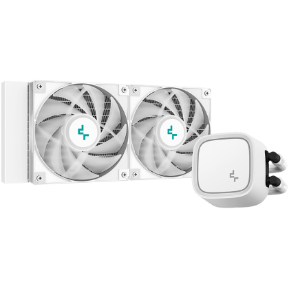 DeepCool LE520 WH, 240mm CPU Liquid Cooler, 2x120mm ARGB PWM Fans, Anti-Leak Technology, ARGB Pump Top, White, LGA 1700/1200/115x, AMD AM5/AM4, 3Y, R-LE520-WHAMMN-G-1