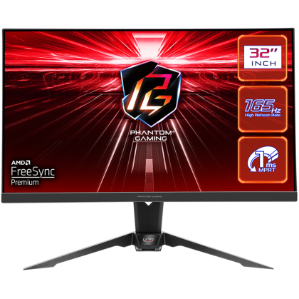 Asrock Gaming Monitor, 31.5" QHD(2560x1440) VA, AG, 165 Hz, 92% sRGB, 16:9, 3000:1, 550 cd/m², 178º/178º, 1ms (MPRT), Flicker-free, High, Swivel and Tilt adjustment, 2x 2W Speakers, 2x HDMI 2.0, 1x DP 1.2, 1x Audio Jack (3.5mm), Wi-Fi antenna, 3Y