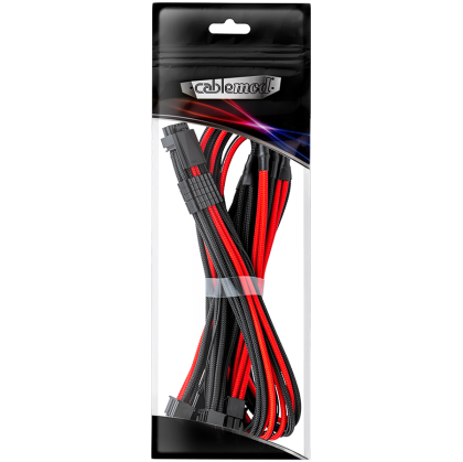 CableMod E-Series Pro ModMesh Sleeved 12VHPWR PCI-e Cable for Super Flower Leadex Platinum / Platinum SE / Titanium / V Gold Pro / V Platinum Pro, EVGA G7 / G6 / G5 / G3 / G2 / P2 / T2 (Black + Red, Nvidia 4000 series, 16-pin to Quad 8-pin, 60cm)