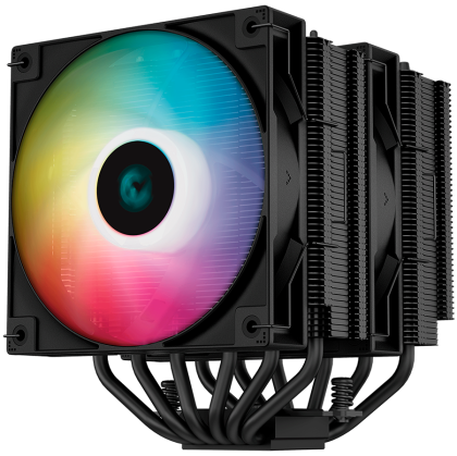 DeepCool AG620 BK ARGB, CPU Air Cooler, 2x120mm ARGB PWM Fan, TDP 260W, 6 Heatpipes, LGA2066/2011-v3/2011/1700/1200/115x, AMD AM5/AM4, 129x136x157 mm(LxWxH), 2Y, R-AG620-BKANMN-G-2