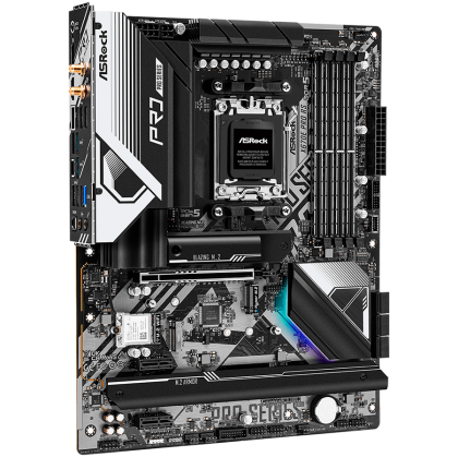 ASROCK MB Desktop X670E Pro RS, AM5, 4x DDR5, 1x PCIe 5.0 x16, 2x PCIe 4.0 x1, 6x SATA3, 3x Hyper M.2 (PCIe Gen4x4), 1x Blazing M.2(PCIe Gen5x4), 7.1 CH HD Audio, 1x HDMI, 1x DisplayPort, 2.5G LAN, Wi-Fi, BT