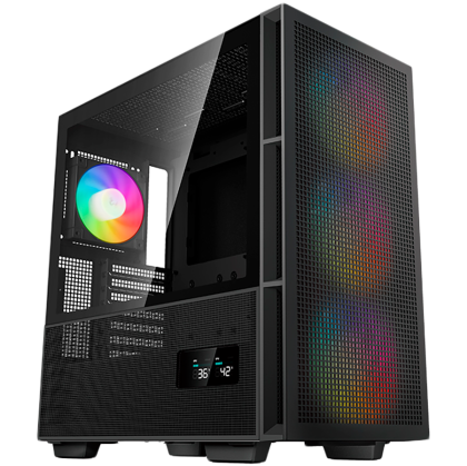 DeepCool CH560 Digital, Mid Tower, Mini-ITX/Micro-ATX/ATX/E-ATX, 1xUSB3.0, 1xType-C, 1xAudio, 3x140mm + 1x120mm Pre-Installed ARGB Fans, Tempered Glass, Mesh Panels, Dual-Status Digital Display, GPU Support Arm, Black, R-CH560-BKAPE4D-G-1