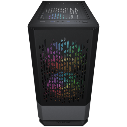 COUGAR MG140 Air RGB - Black, Mini Tower, Mini ITX / Micro ATX, USB 3.0 x 2, USB 2.0 x 1, Mic x 1 / Audio x 1, RGB Button, 3x 120mm ARGB fans pre-installed, Built-in LED controller, Patterned Air Vents, 205 x 410 x 420 (mm)