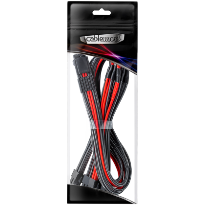 CableMod E-Series Pro ModMesh Sleeved 12VHPWR PCI-e Cable for Super Flower Leadex Platinum / Platinum SE / Titanium / V Gold Pro / V Platinum Pro, EVGA G7 / G6 / G5 / G3 / G2 / P2 / T2 (Carbon + Red, Nvidia 4000 series, 16-pin to Quad 8-pin, 60cm)