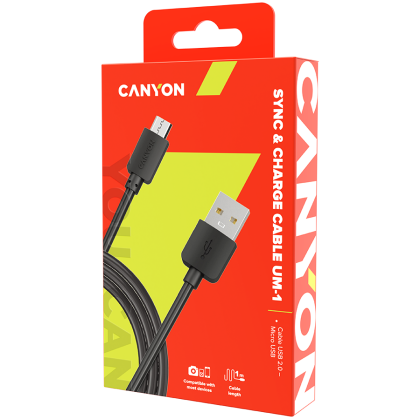 CANYON Micro USB cable, 1M, Black