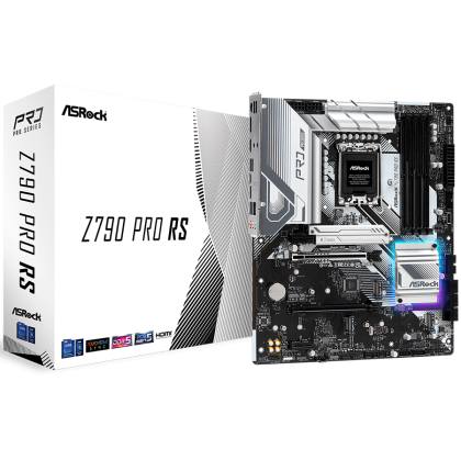 ASROCK MB Desktop Z790 Pro RS (S1700, 4x DDR5, 1x PCIe 5.0 x16, 1x PCIe 4.0 x16, 2x PCIe 3.0 x1, 4x Hyper M.2 PCIe Gen4x4, 8x SATA3 6.0 Gb/s, 2x USB-C, 6x USB 3.2, 6x USB 2.0, 1x RJ-45 2.5GB Lan, 1x HDMI, 1x DP, ATX