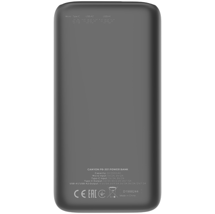 CANYON power bank PB-301 LED 30000 mAh PD 20W QC 3.0 Black