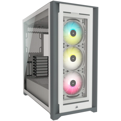 Corsair iCUE 5000X RGB Tempered Glass Mid-Tower Smart Case, White