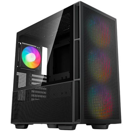 DeepCool CH560, Mid Tower, Mini-ITX/Micro-ATX/ATX/E-ATX, 1xUSB3.0, 1xType-C, 1xAudio, 3x140mm + 1x120mm Pre-Installed ARGB Fans, Tempered Glass, Mesh Panels, GPU Support Arm, Black, R-CH560-BKAPE4-G-1