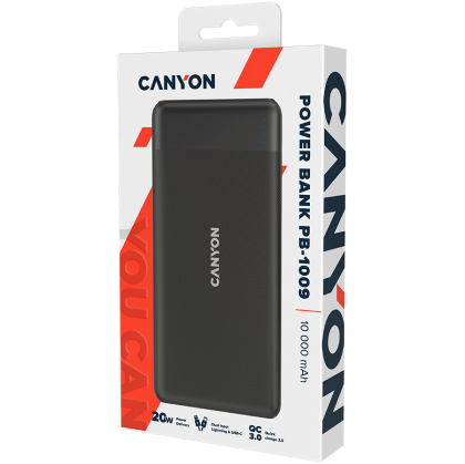 CANYON power bank PB-109 10000 mAh PD 18W QC 3.0 20W Black