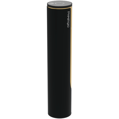 Prestigio Maggiore, smart wine opener, 100% automatic, opens up to 70 bottles without recharging, foil cutter included, premium design, 480mAh battery, Dimensions D 48*H228mm, black + gold color.