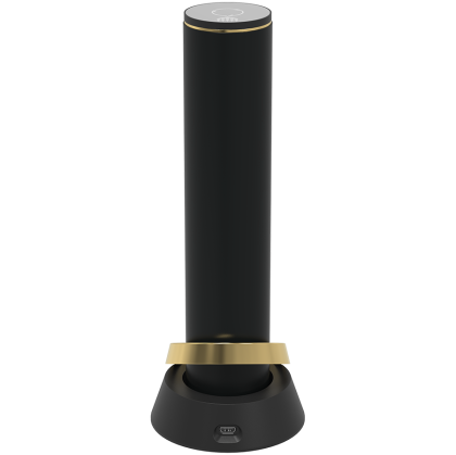 Prestigio Maggiore, smart wine opener, 100% automatic, opens up to 70 bottles without recharging, foil cutter included, premium design, 480mAh battery, Dimensions D 48*H228mm, black + gold color.