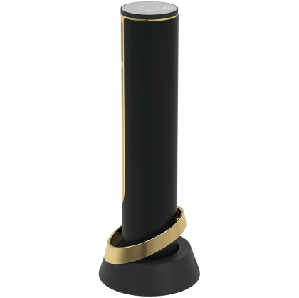 Prestigio Maggiore, smart wine opener, 100% automatic, opens up to 70 bottles without recharging, foil cutter included, premium design, 480mAh battery, Dimensions D 48*H228mm, black + gold color.