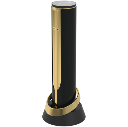 Prestigio Maggiore, smart wine opener, 100% automatic, opens up to 70 bottles without recharging, foil cutter included, premium design, 480mAh battery, Dimensions D 48*H228mm, black + gold color.