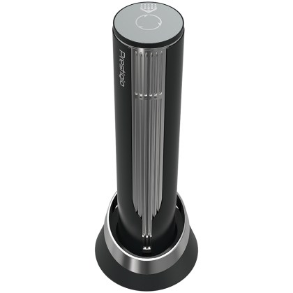 Prestigio Maggiore, smart wine opener, 100% automatic, opens up to 70 bottles without recharging, foil cutter included, premium design, 480mAh battery, Dimensions D 48*H228mm, black + silver color.