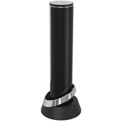 Prestigio Maggiore, smart wine opener, 100% automatic, opens up to 70 bottles without recharging, foil cutter included, premium design, 480mAh battery, Dimensions D 48*H228mm, black + silver color.