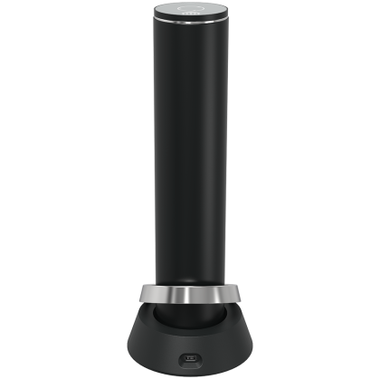 Prestigio Maggiore, smart wine opener, 100% automatic, opens up to 70 bottles without recharging, foil cutter included, premium design, 480mAh battery, Dimensions D 48*H228mm, black + silver color.