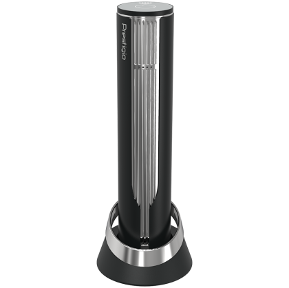 Prestigio Maggiore, smart wine opener, 100% automatic, opens up to 70 bottles without recharging, foil cutter included, premium design, 480mAh battery, Dimensions D 48*H228mm, black + silver color.