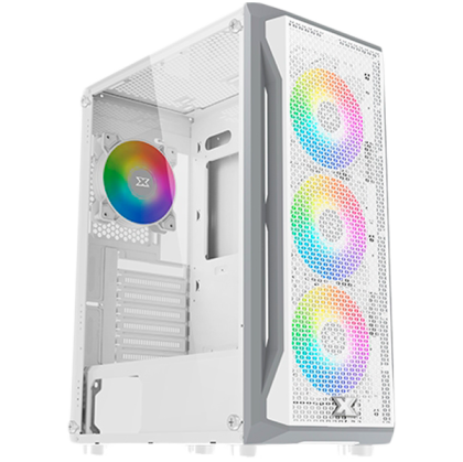 Xigmatek Gaming X Arctic EN46737, White Chassis, ATX/M-ATX/Mini ITX, U3x1+U2x2, Metal FP & Left TG, 4PCS X24A Arctic Fan & LED Switch ARGB Fan PCB