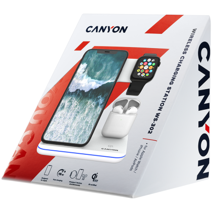 CANYON wireless charger WS-302 15W 3in1 White