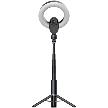 LORGAR Circulus 910, Streaming web camera, 5MP 2592X1944 max resolution, up to 60fps, 1/2.8", Sony STARVIS CMOS image sensor, full glass lens, 5.5'' built-in ring light (1700-14 000K), foldable tripod, auto focus, dual microphones with AI noise reduction,