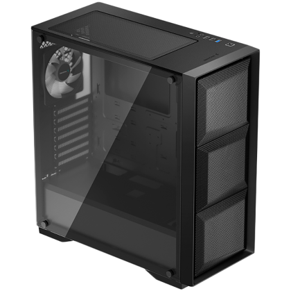 DeepCool MATREXX 50 MESH 4FS, Mid Tower, Mini-ITX/Micro-ATX/ATX/E-ATX, 1xUSB3.0, 2xUSB2.0, 1xAudio, 4x 120mm Tri-color LED Fans, Tempered Glass, Mesh Panel, Black, DP-ATX-MATREXX50-MESH-4FS