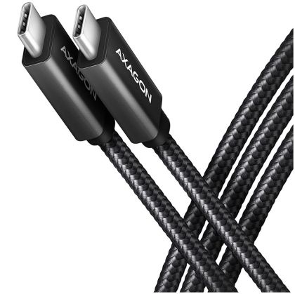 Axagon Data and charging USB 3.2 Gen 2 cable lengh 2 m. PD 100W, 5A, 4K HD video. Black braided.