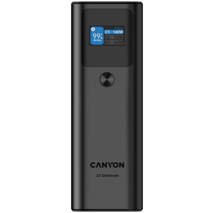 CANYON power bank PB-2010 TFT 27000 mAh 97.2Wh PD140W QC 3.0 Dark Grey