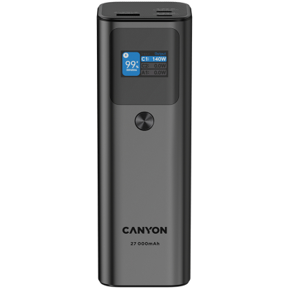 CANYON power bank PB-2010 TFT 27000 mAh 97.2Wh PD140W QC 3.0 Dark Grey