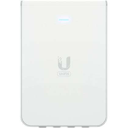 UniFi6 In-Wall. Wall-mounted WiFi 6 access point with a built-in PoE switch.